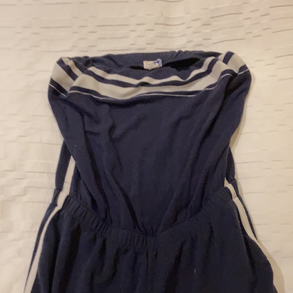 Strapless blue and white romper - Picture 4 of 4